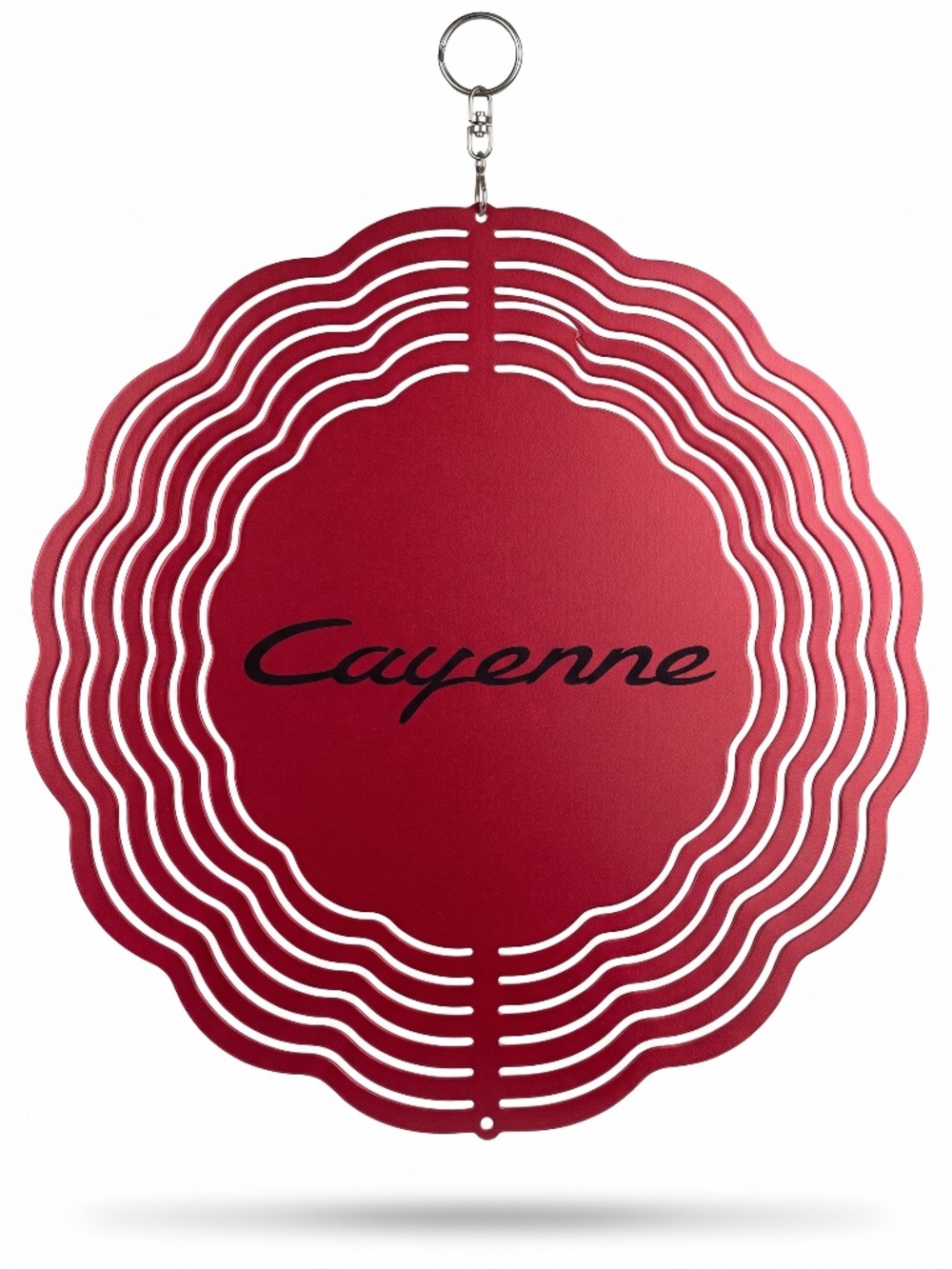 10" Porsche Cayenne Script Kinetic Wind Spinner - Red Metal Yard Decor